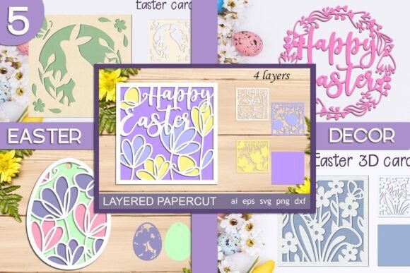 Download Happy Easter Card Set, 3d Layered Decor - Premium Resources